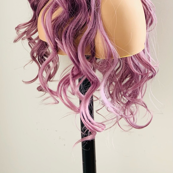 Versatile Plum Color 4x4 Lace Front Heat Safe Synthetic Wig - Picture 7 of 15